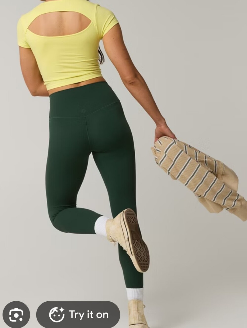 Offline By Aerie Womens Green Scallop Hem High Waisted Leggings Size Small NWT